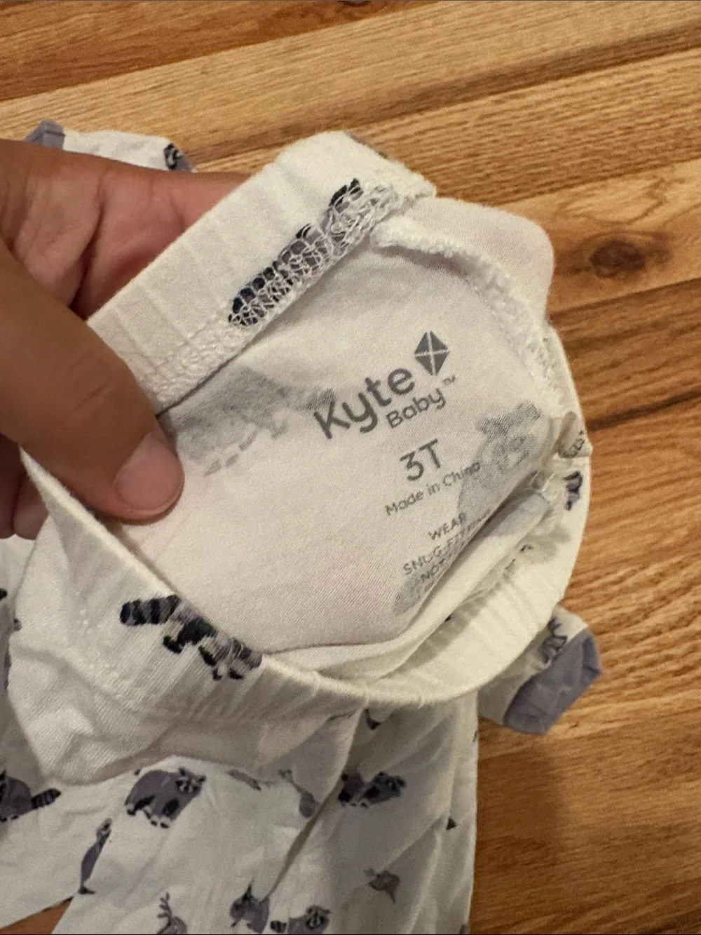 Kyte Baby Kids Long Sleeve Pajama Top Set 3T Raccoon Print Bamboo